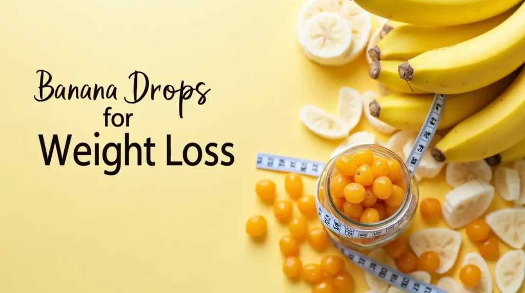 Delicious Banana Drops for Weight Loss: Healthy and Tasty Snack Ideas A vibrant display of banana drops arranged on a clean surface, surrounded by fresh banana slices and a measuring tape, symbolizing a healthy and weight-loss-friendly snack option.
